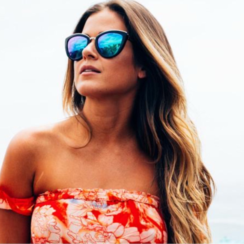 Diff Eyewear ROSE glasses with Tortoise frames with gold metal Blue mirror lens